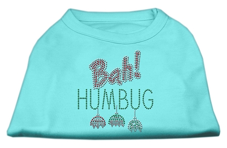 Bah Humbug Rhinestone Dog Shirt Aqua XS